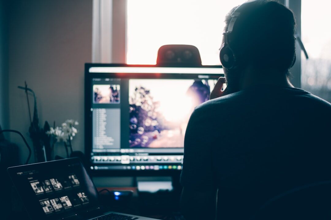 professional video editor at work