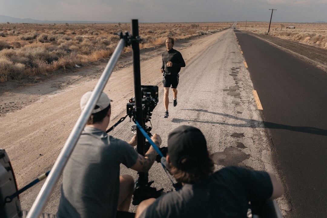 filmmaker reviewing footage