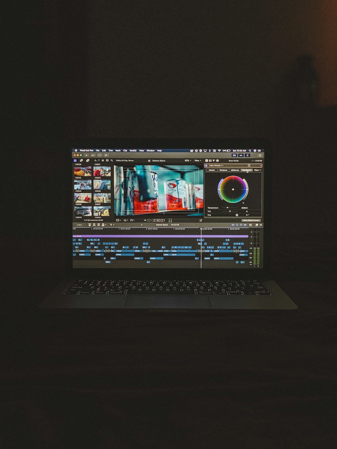 video editor working on timeline